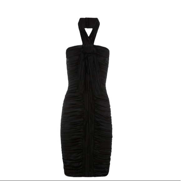 DOLCE & GABBANA Black Pleated Silk Dress With Bow - Picture 3 of 14